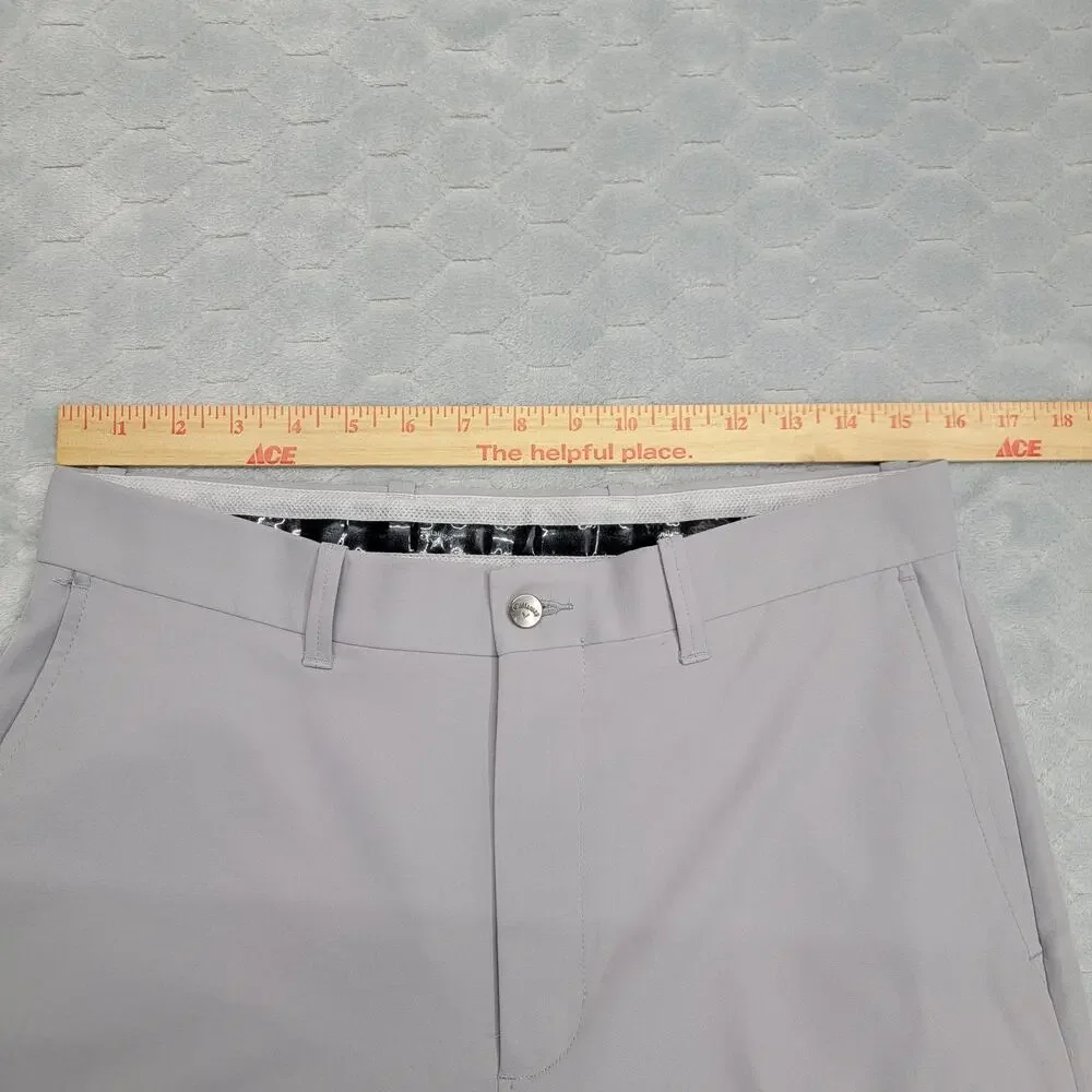 Callaway Men Flat Front Performance Tech Golf Pants Grey Straight Leg 32x30